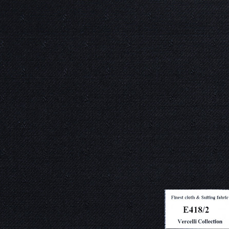 E418/2 Vercelli CVM - Vải Suit 95% Wool - Xanh navy Trơn